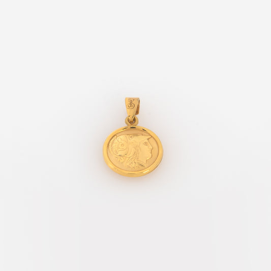 Round Double-Sided Athena and Owl Pendant