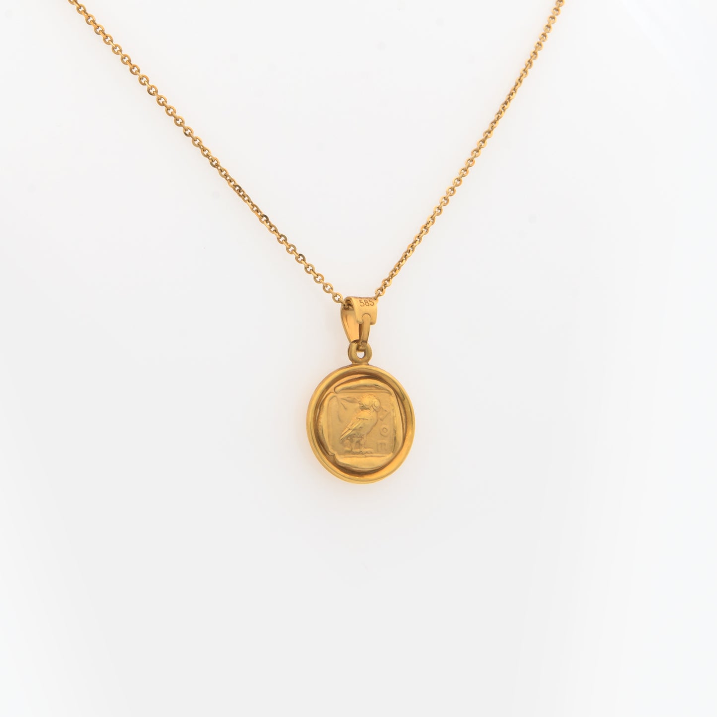 Round Double-Sided Athena and Owl Pendant