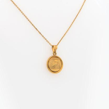 Round Double-Sided Athena and Owl Pendant