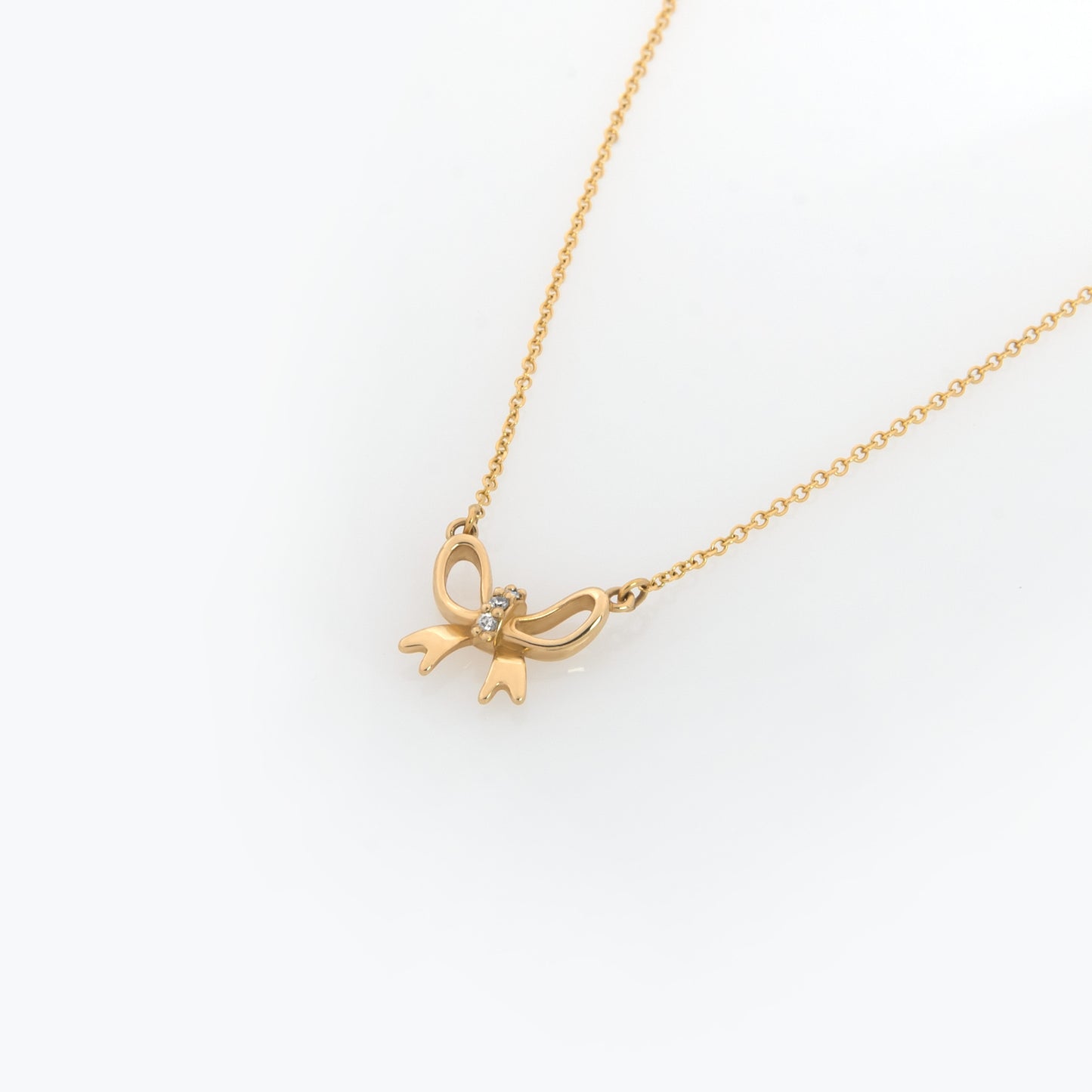 Dainty Diamond Bow Necklace