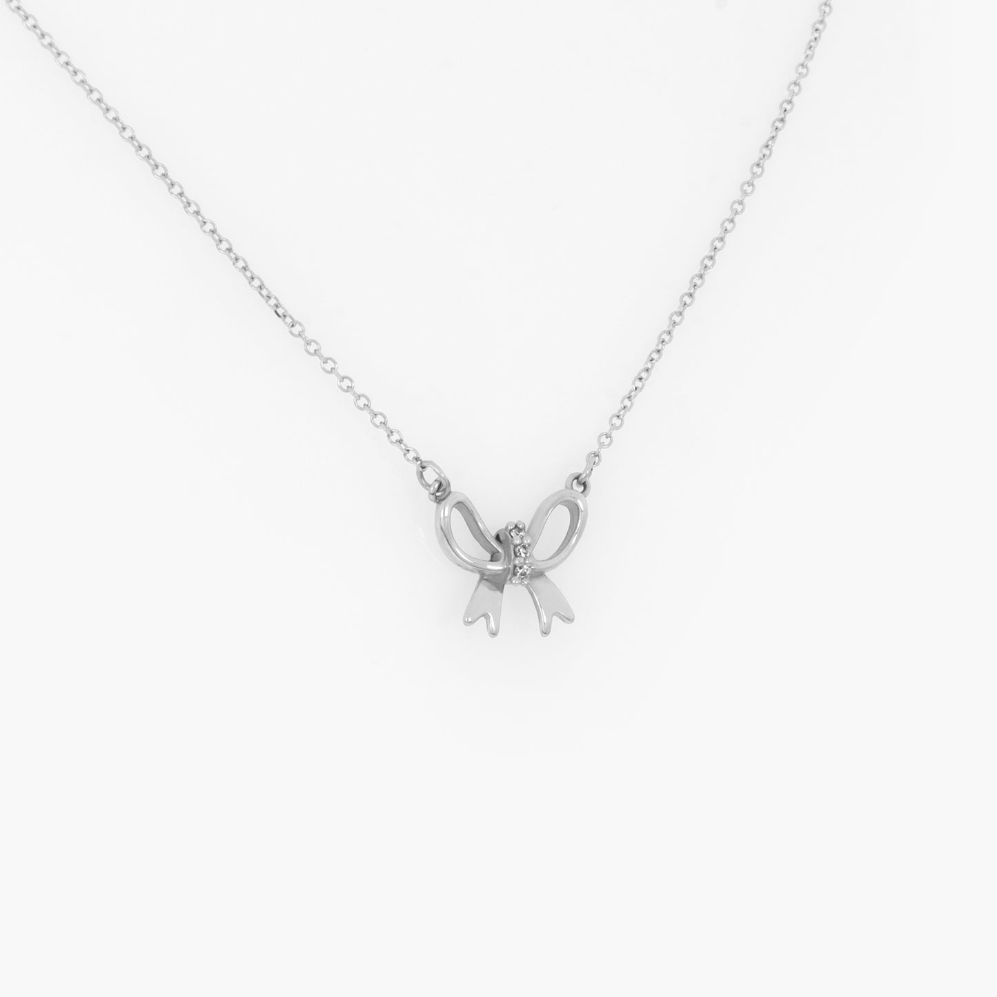 Dainty Diamond Bow Necklace