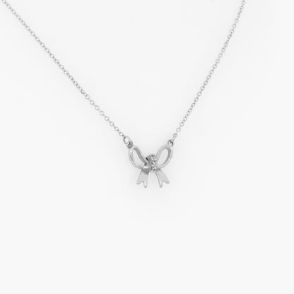 Dainty Diamond Bow Necklace