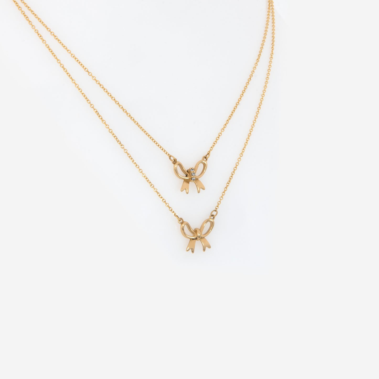 Dainty Diamond Bow Necklace