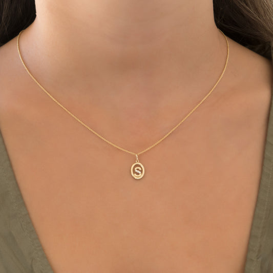 Personalized Oval Monogram Charm Necklace