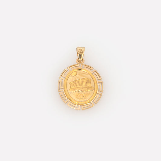 Oval Parthenon Temple Meander Pendant