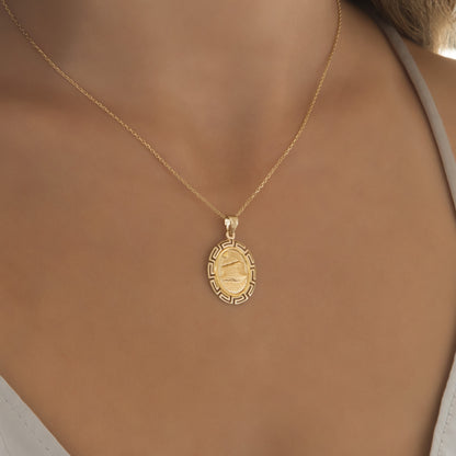Oval Parthenon Temple Meander Pendant