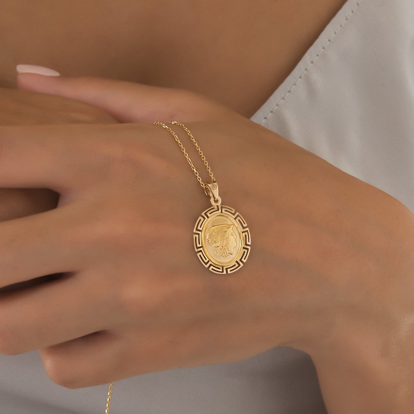 Oval Athena Meander Pendant