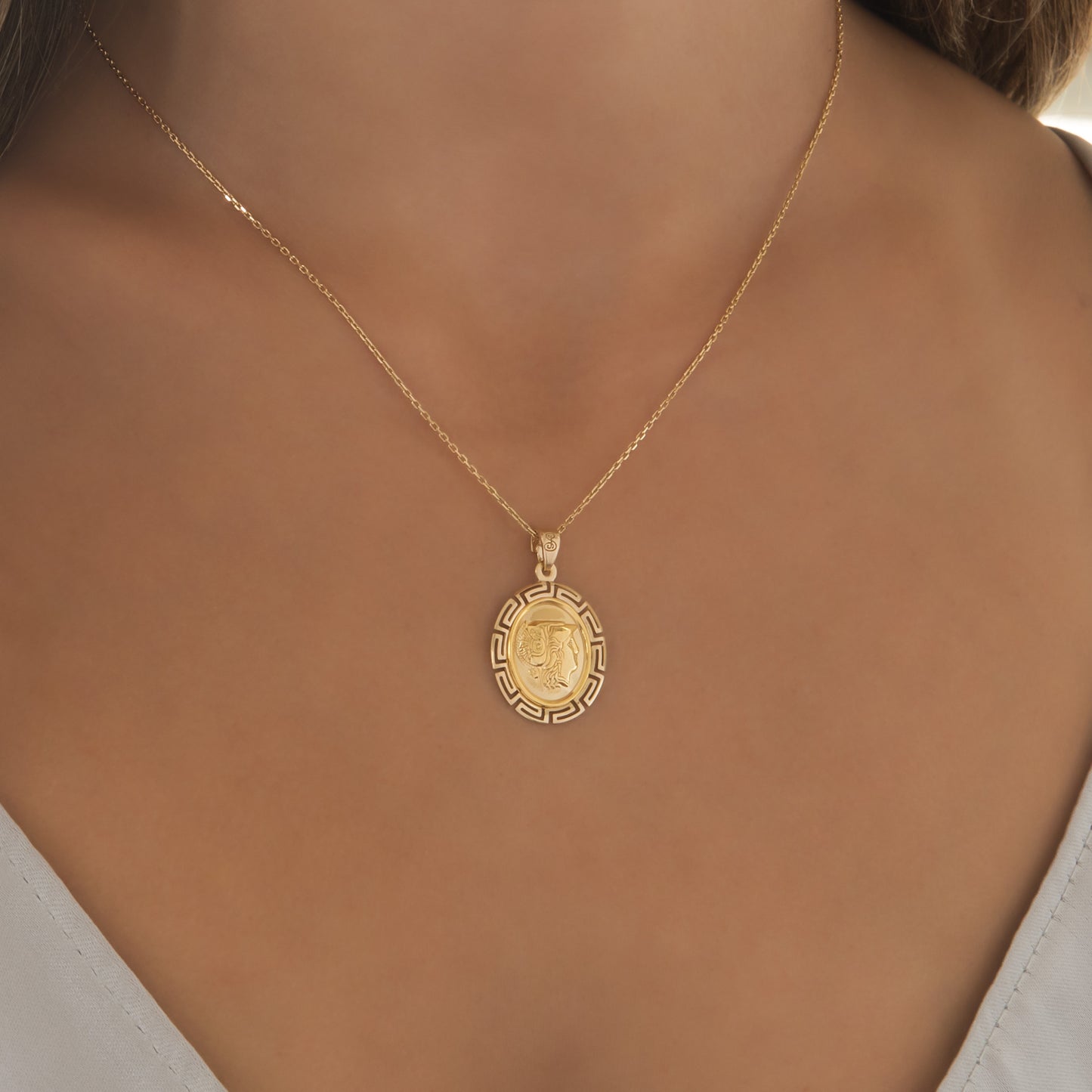 Oval Athena Meander Pendant