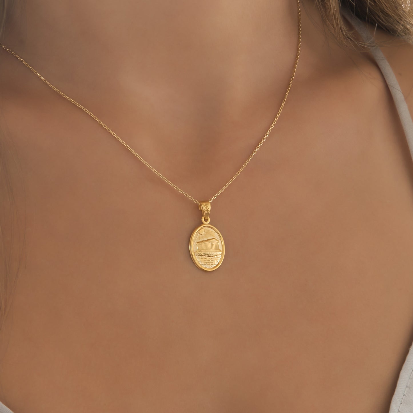 Oval Plain Parthenon Temple Pendant