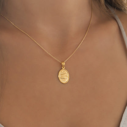 Oval Plain Parthenon Temple Pendant