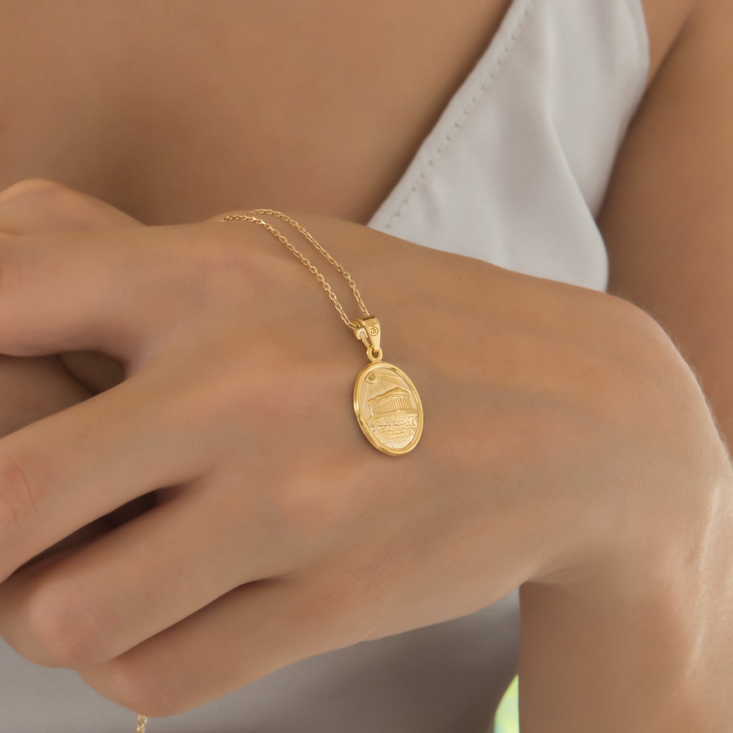 Oval Plain Parthenon Temple Pendant
