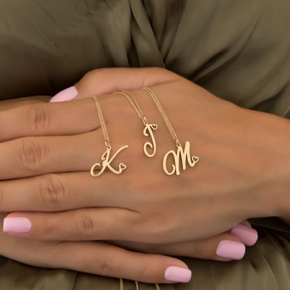 9k Personalized Initial Heart Pendant