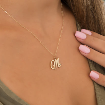 9k Personalized Initial Heart Pendant