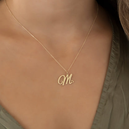 9k Personalized Initial Heart Pendant