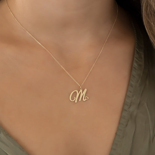 9k Personalized Initial Heart Pendant