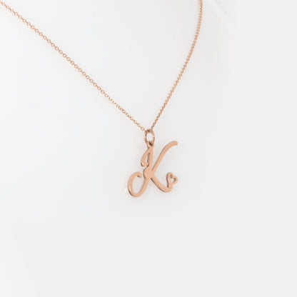 14k Personalized Initial Heart Pendant