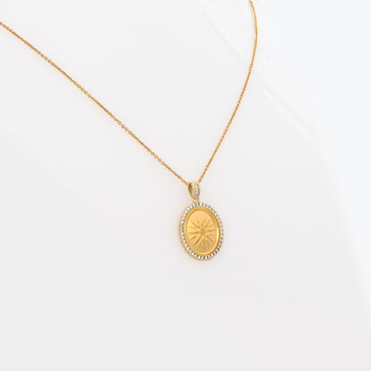 Oval Vergina Sun Gemstone Pendant