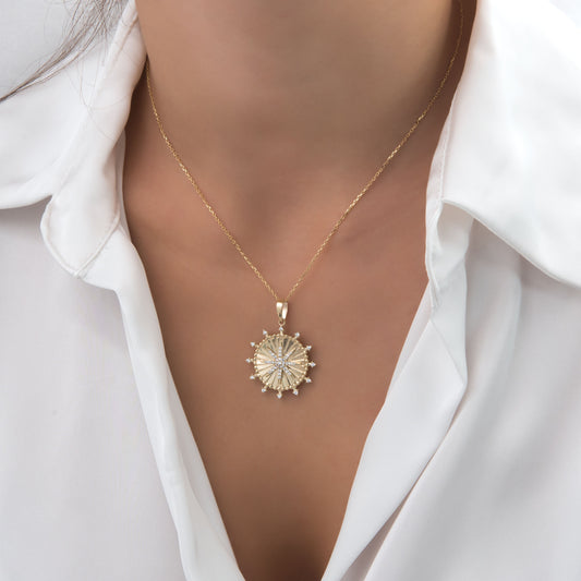 Round Diamond-Cut North Star Pendant