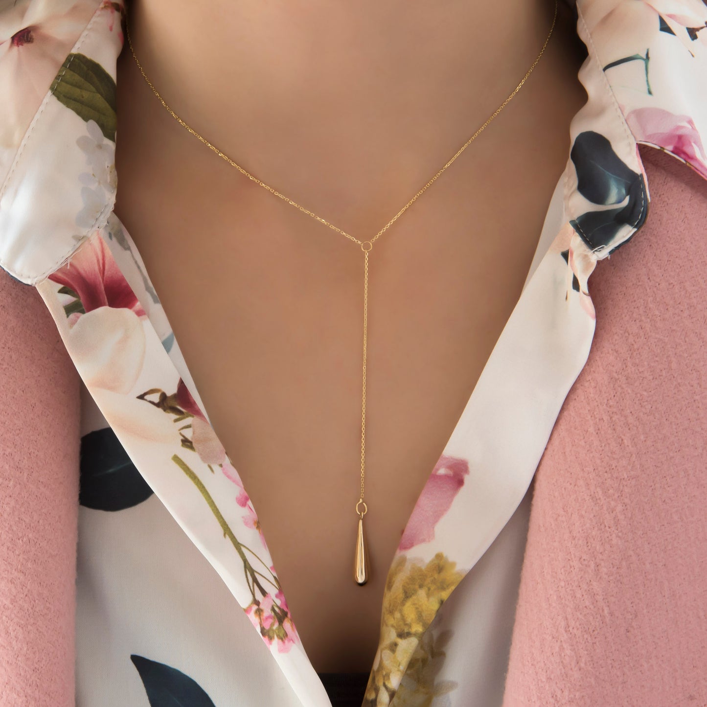 Lariat Teardrop Necklace