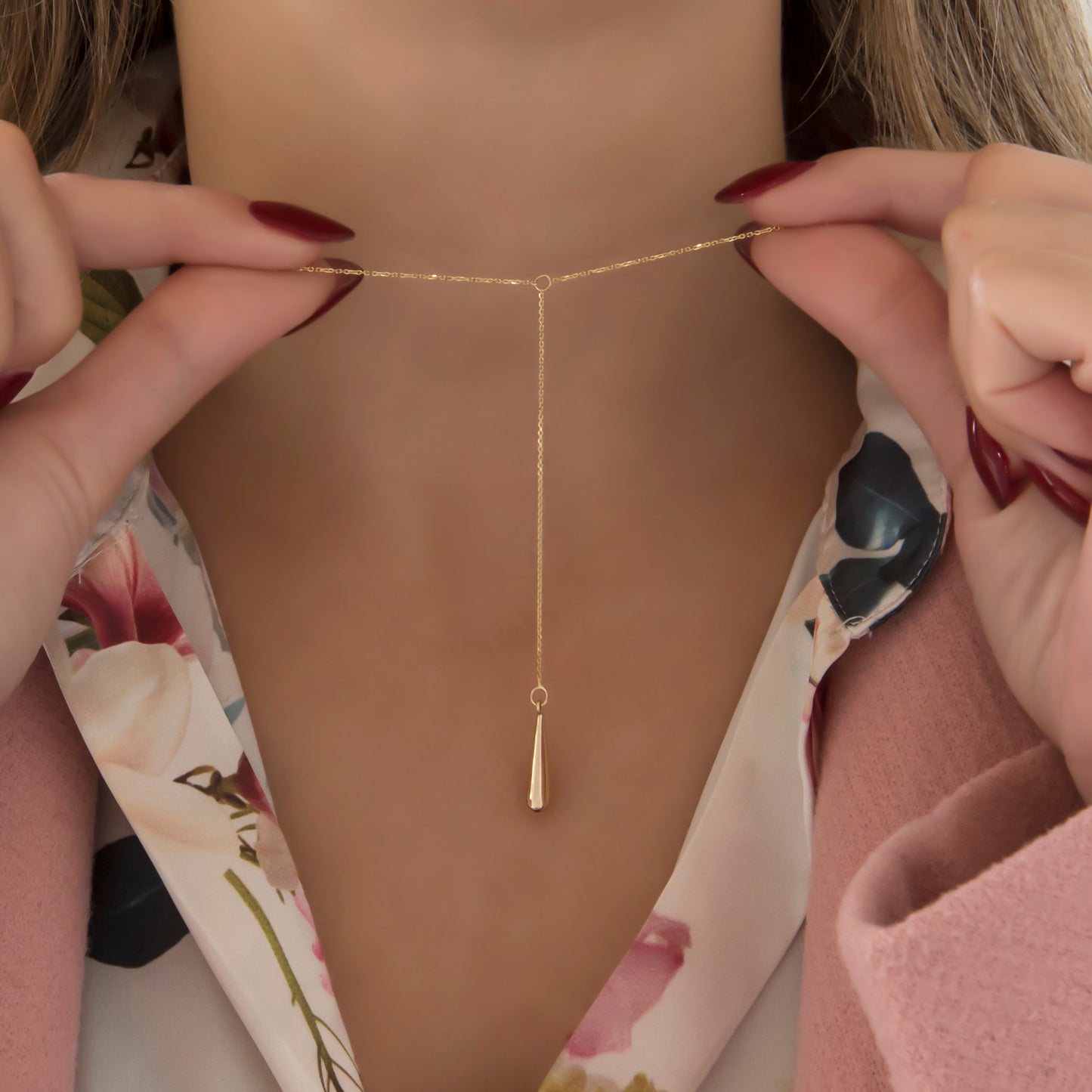 Lariat Teardrop Necklace