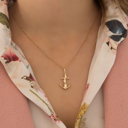 Bold Anchor Pendant Necklace