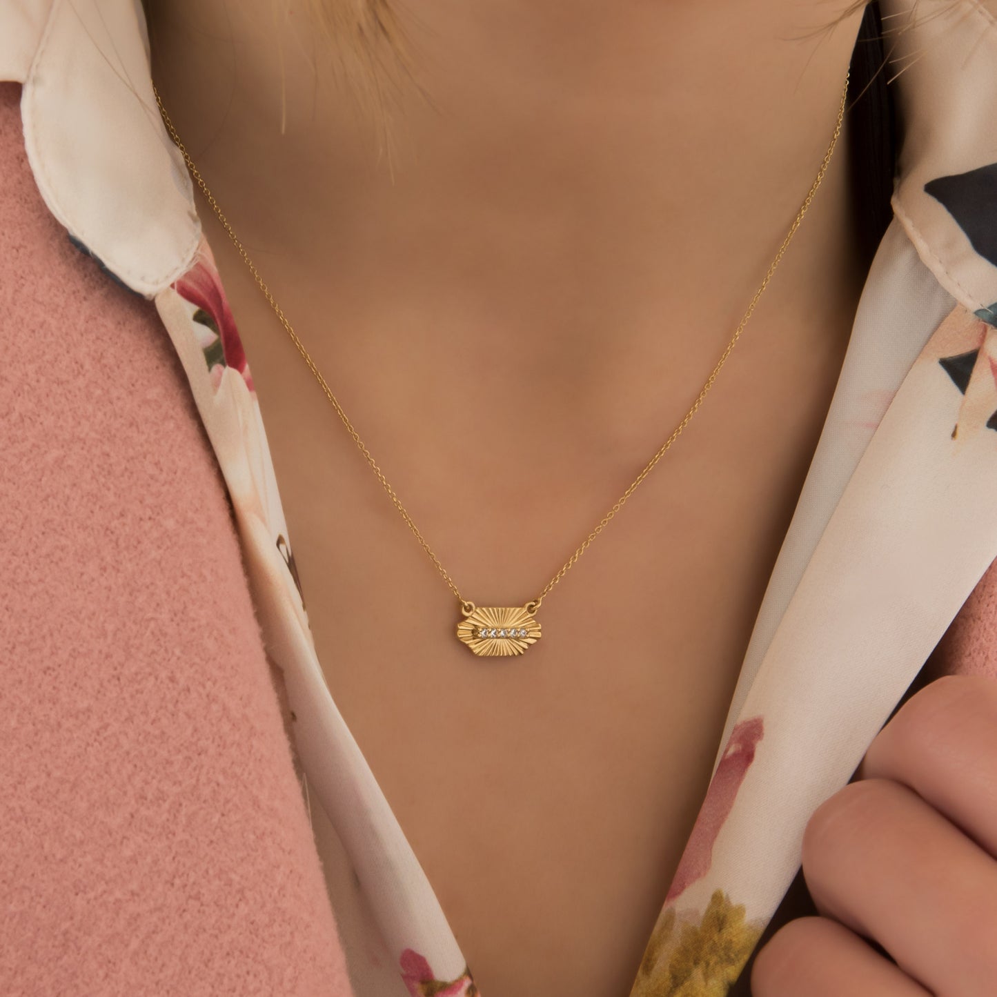 Sunburst Diamond Chain Necklace