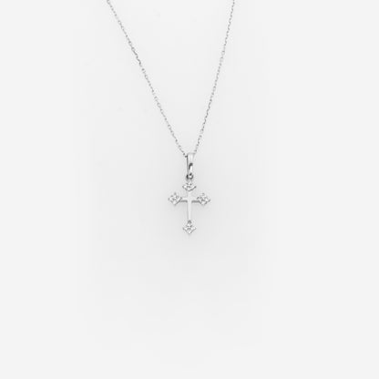 Solid Gold 14k Cross Necklace with Petal Ends