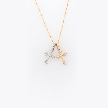 Solid Gold 14k Cross Necklace with Petal Ends