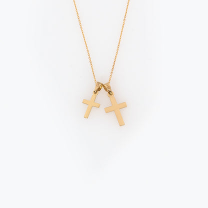 Dainty Solid Gold Cross Necklace Double-Sided Pendant