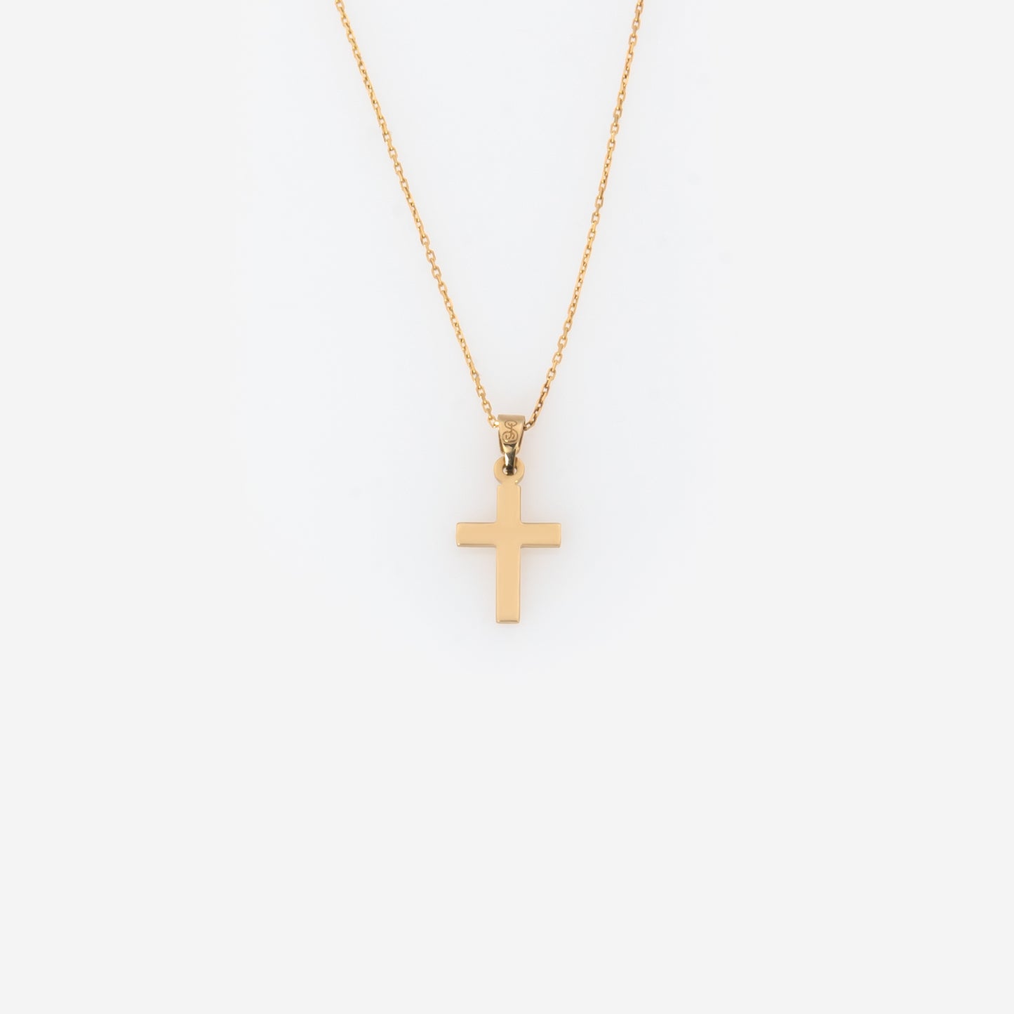 Dainty Solid Gold Cross Necklace Double-Sided Pendant