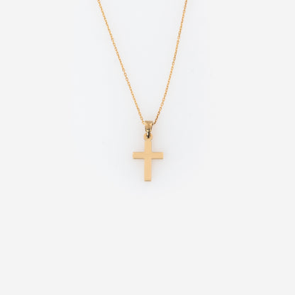 Dainty Solid Gold Cross Necklace Double-Sided Pendant