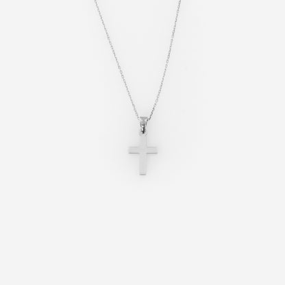 Dainty Solid Gold Cross Necklace Double-Sided Pendant