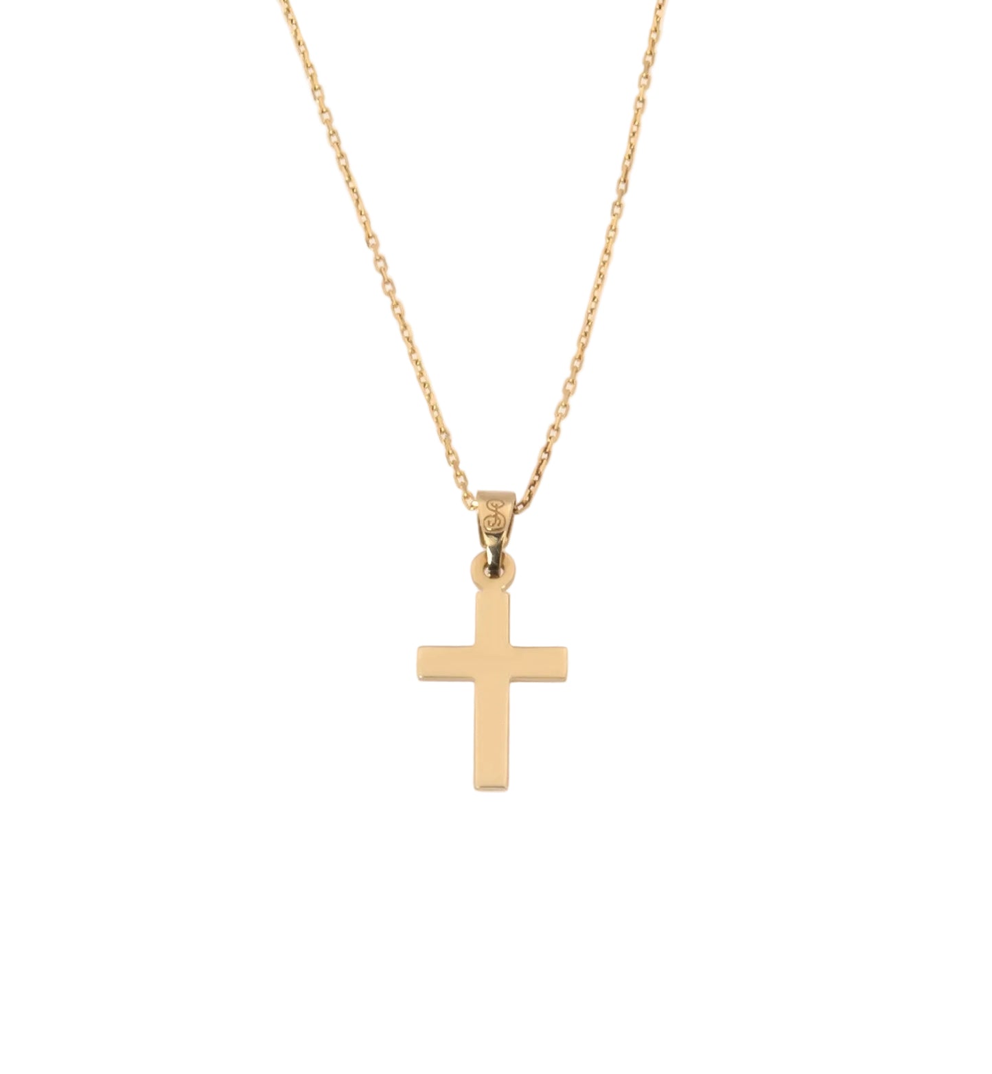 Dainty Solid Gold Cross Necklace Double-Sided Pendant