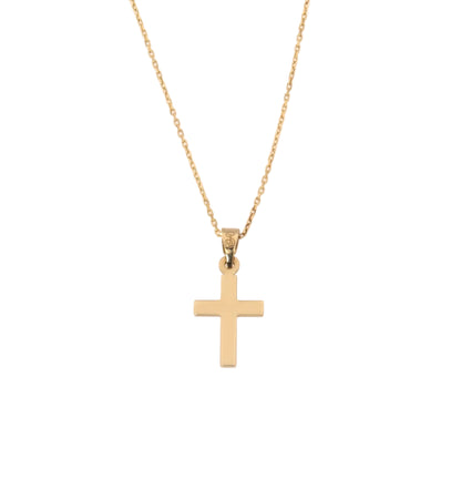 Dainty Solid Gold Cross Necklace Double-Sided Pendant