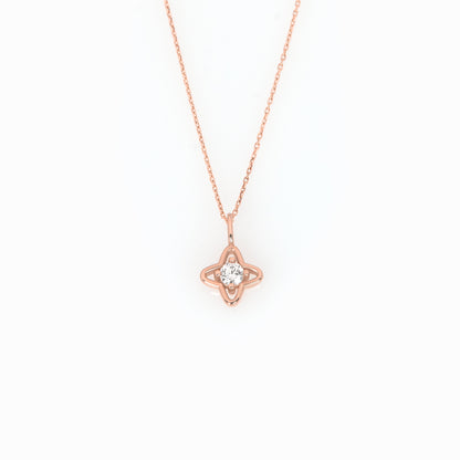 14K Gold Petal Clover Diamond Necklace – Lab-Grown Diamond Floral Pendant