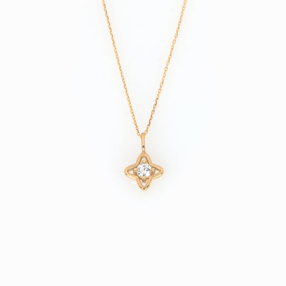 14K Gold Petal Clover Diamond Necklace – Lab-Grown Diamond Floral Pendant