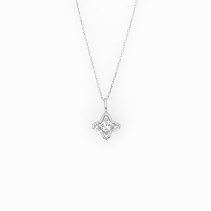 14K Gold Petal Clover Diamond Necklace – Lab-Grown Diamond Floral Pendant