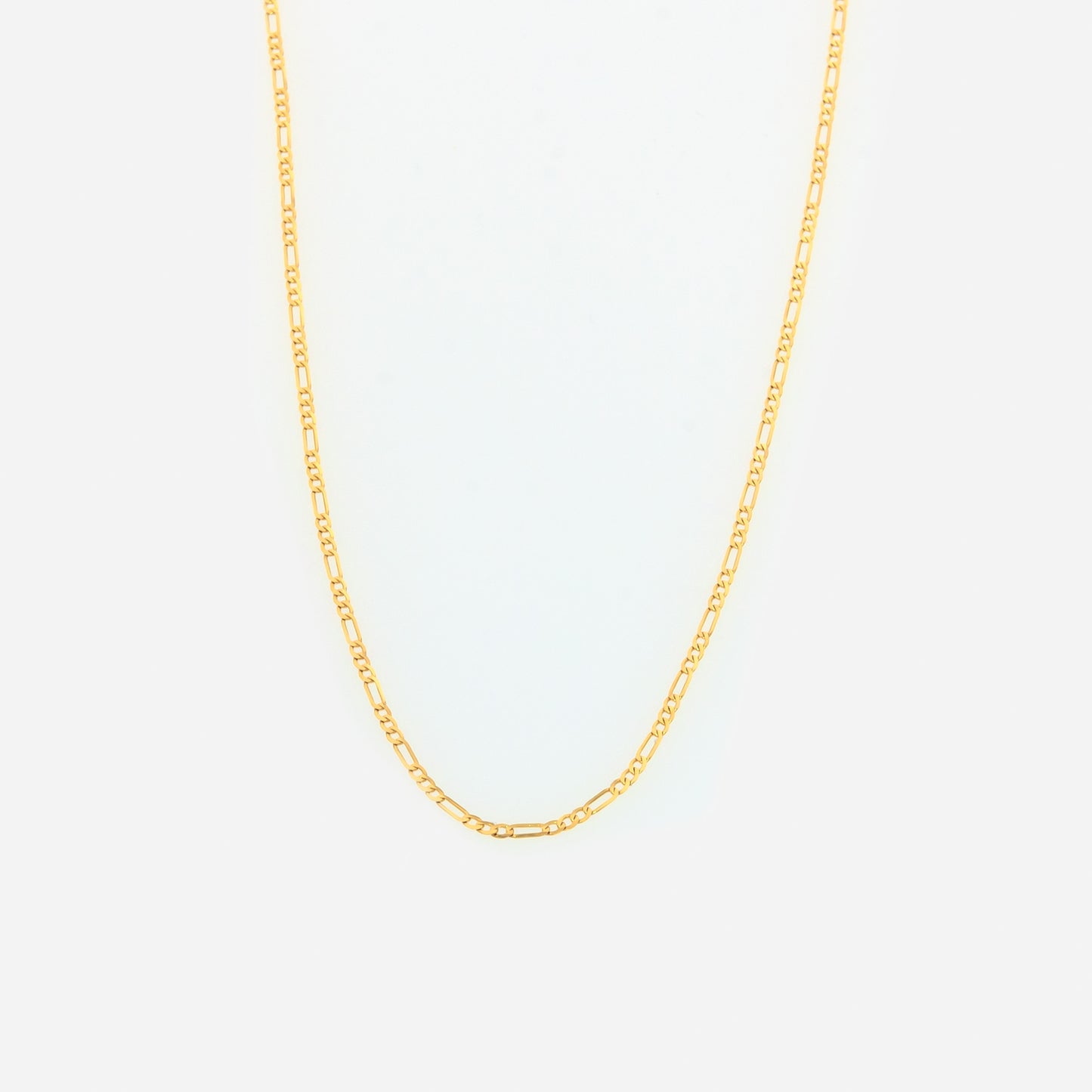 14K Solid Gold Figaro 3-1 Chain Necklace – 1.5mm Classic Gold Chain