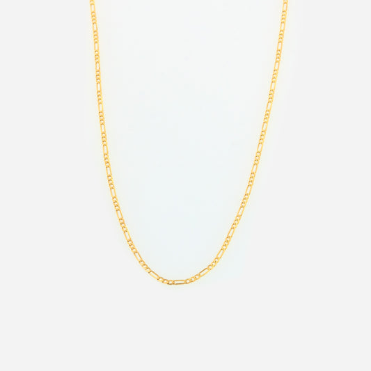 14K Solid Gold Figaro 3-1 Chain Necklace – 1.5mm Classic Gold Chain