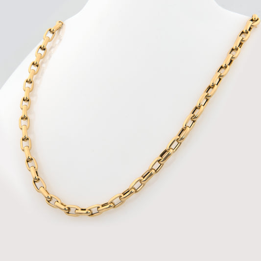 14K Yellow Gold Paperclip Chain Necklace – Polished Oval Link Layering Chain