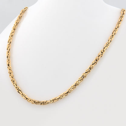 14K Yellow Gold Byzantine Chain Necklace – Intricate Interlocking King’s Chain