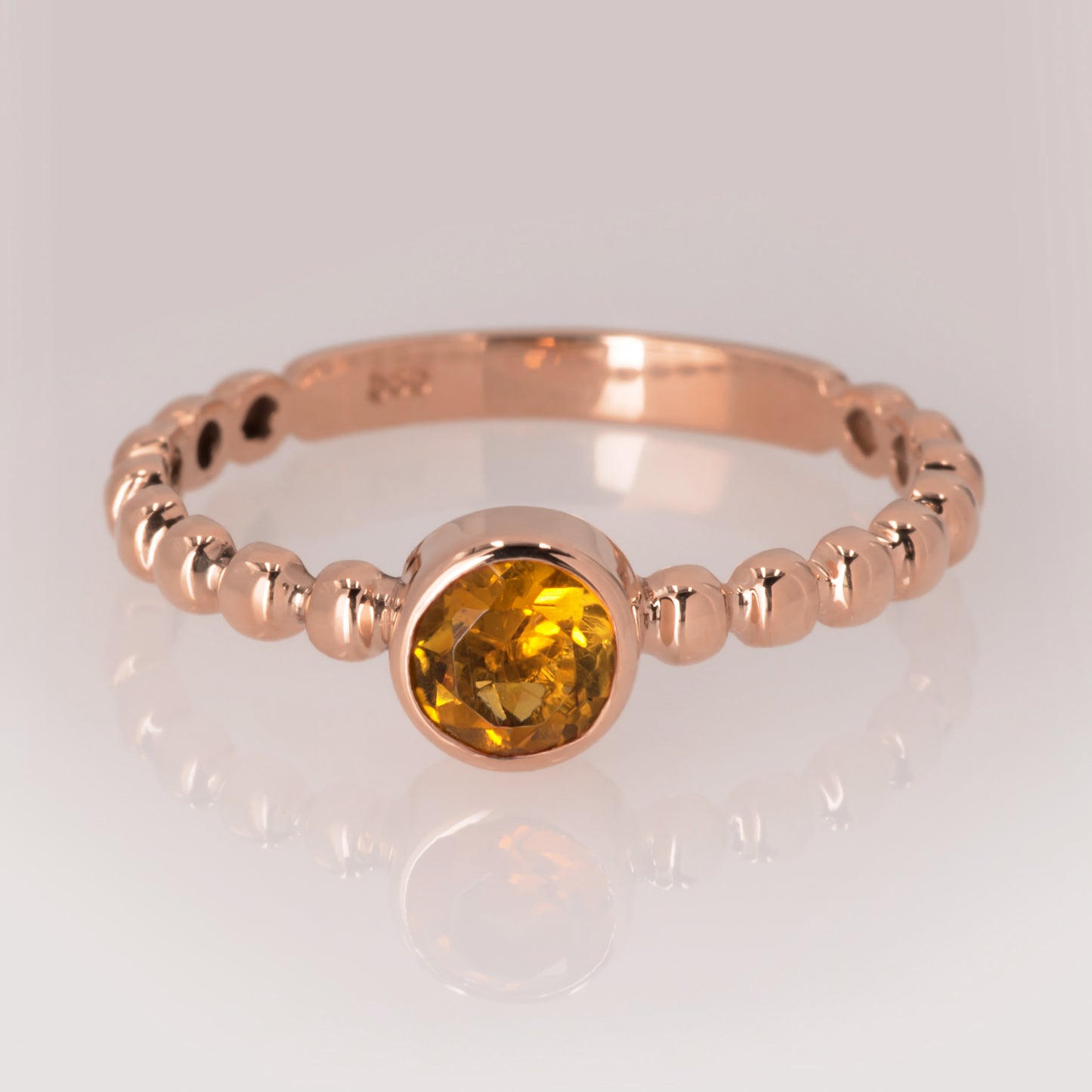 Rose Gold Solitaire Beaded Birthstone Ring