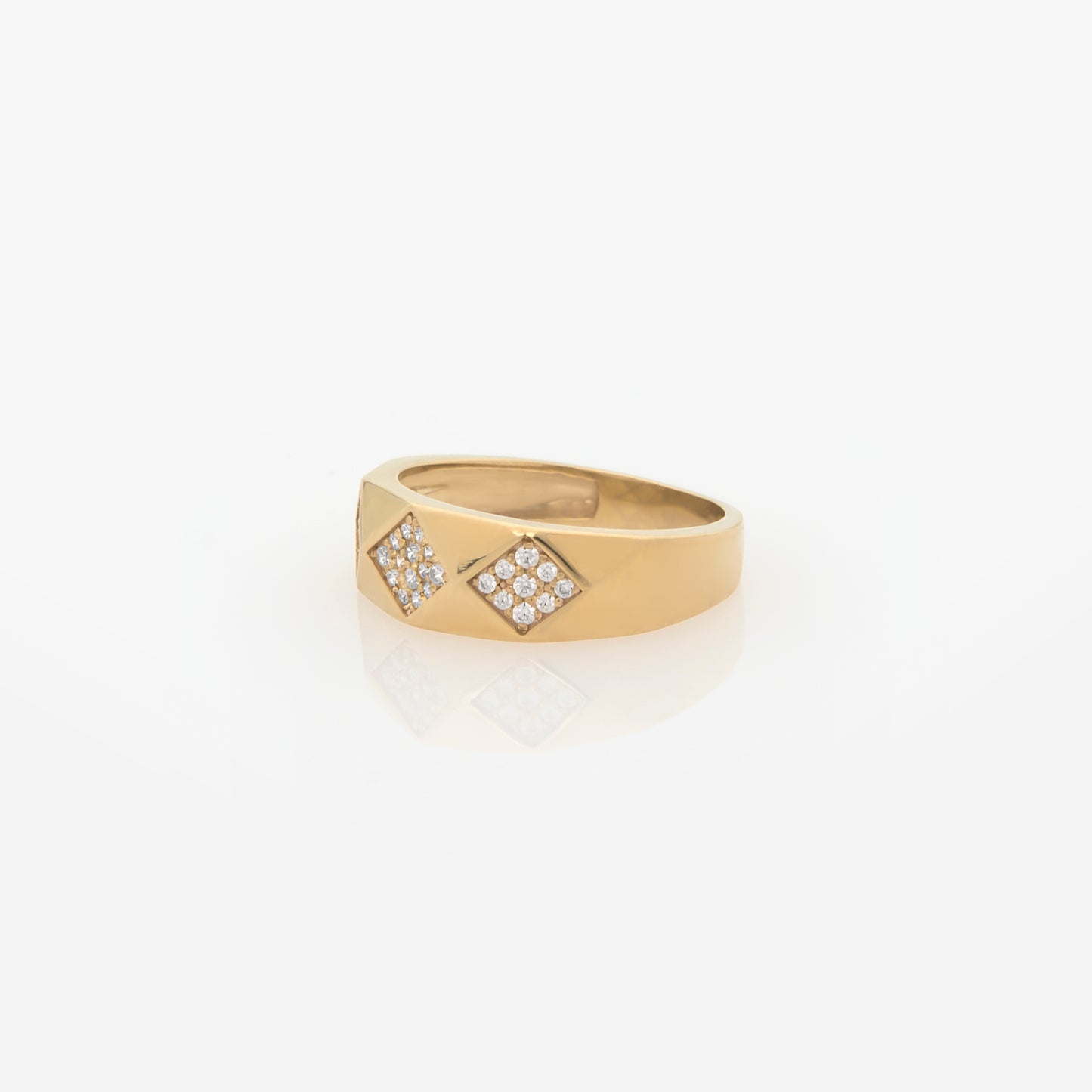 Geometric Diamond Pyramid Ring