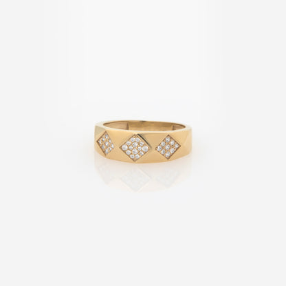 Geometric Diamond Pyramid Ring