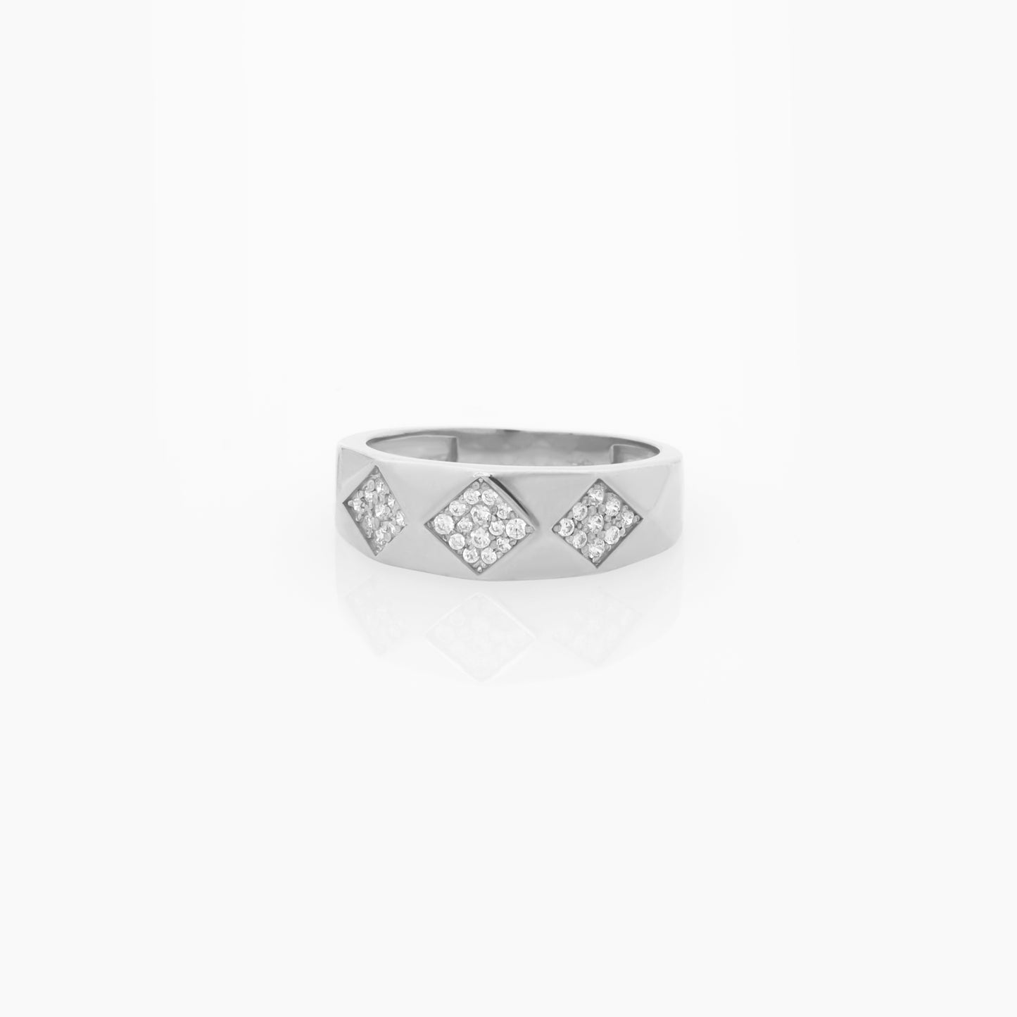 Geometric Diamond Pyramid Ring