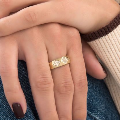 Geometric Diamond Pyramid Ring