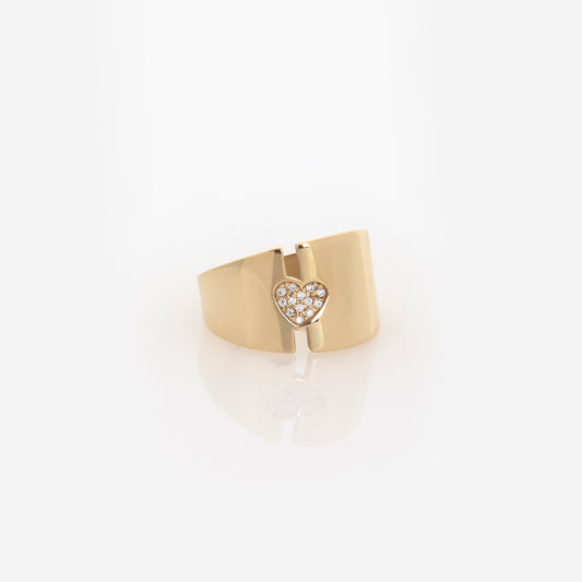 Wide Split Diamond Heart Ring