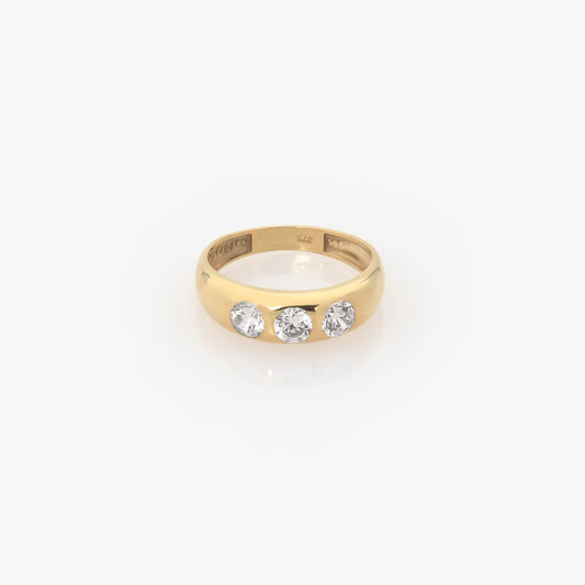 Gemstone Dome Ring with 3 White CZ