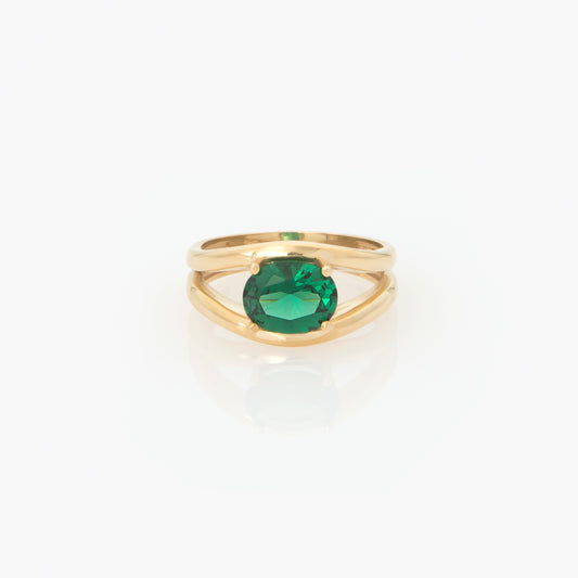 Split Dome Ring with Oval Gemstone