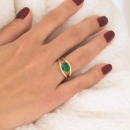 Split Dome Ring with Oval Gemstone